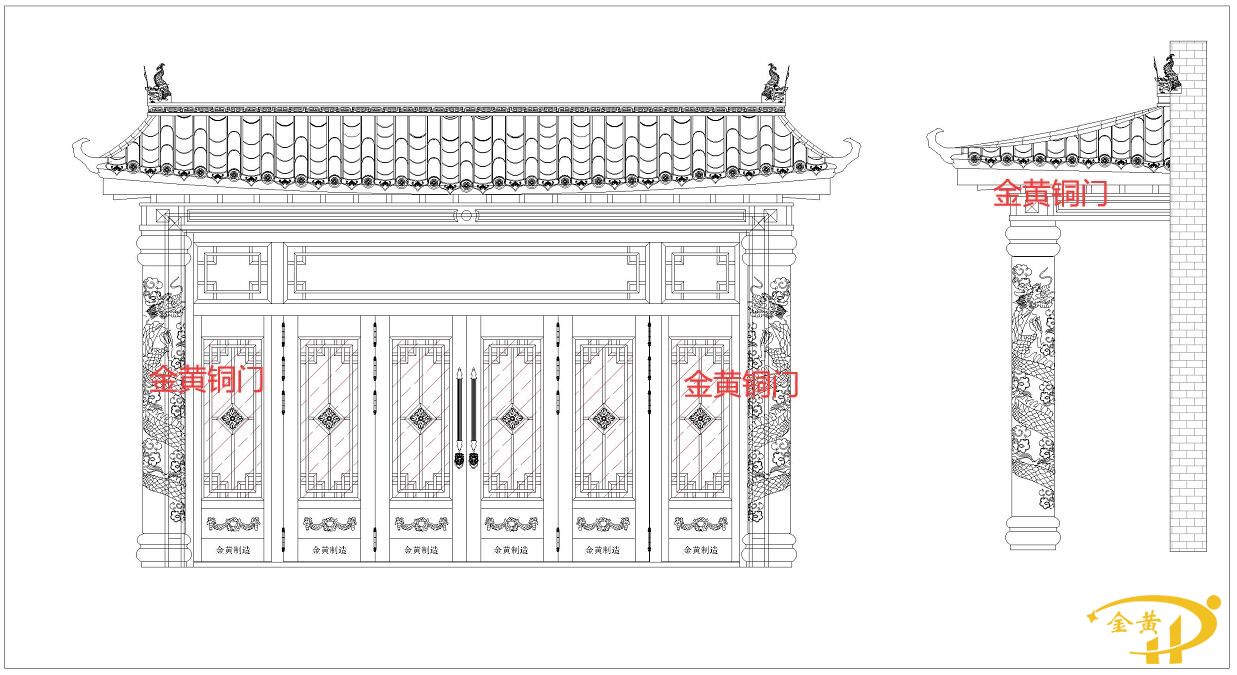 天津獨(dú)棟別墅安裝別墅銅門(mén)案例(帶雨棚別墅銅門(mén))