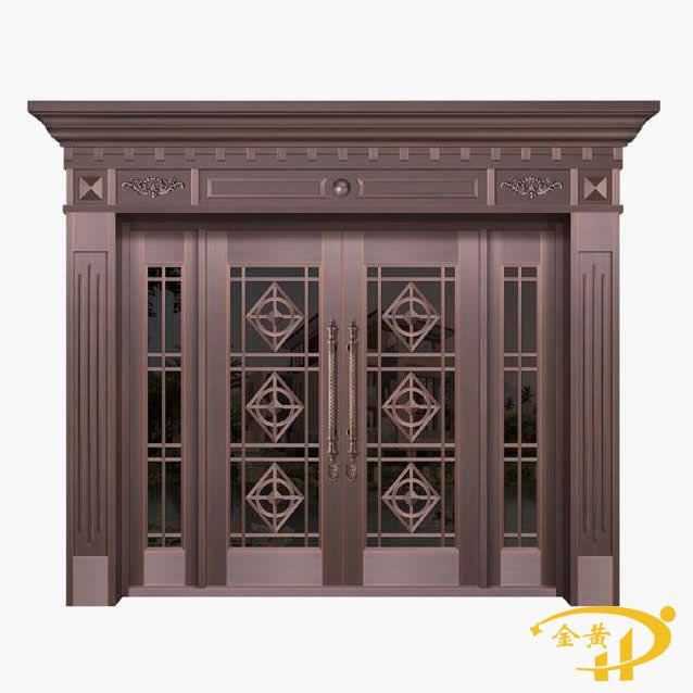 玻璃子母四開銅門